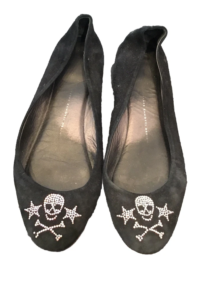 Authentique Ballerines Daim Noir Giuseppe Zanotti 39,5  - Photo 1/4