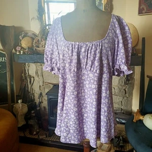 Bardot Style Top Size 12 Maternity Lilac And White Ditsy Floral Dorothy Perkins - Picture 1 of 5