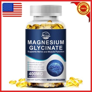 Magnesium Glycinate 120 Capsules 400mg 100% High Absorption Chelated - Picture 1 of 9