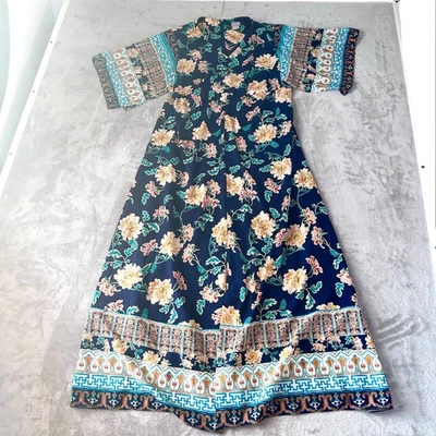 Chico's шифоновое макси богемное платье женщин размер 4-6.5P миниатюрный ацтекский цветочный пейсли - Изображение 1 из 4