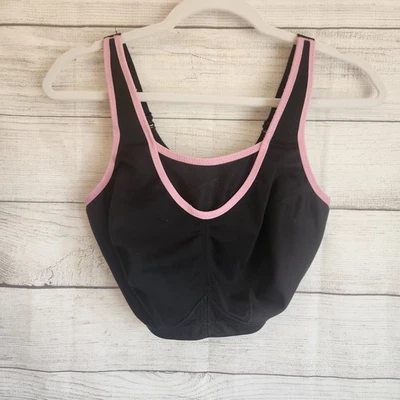 Sujetador deportivo Glamorise 1066 camisola sin rebote 34G sin cables negro rosa cómodo Foto 1 de 4