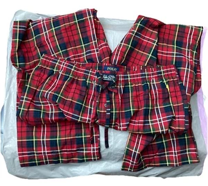 Polo Ralph Lauren Pigiama Pantalone Uomo XL Rosso Plaid Flanella PJ Cotone Coulisse - Foto 1 di 5