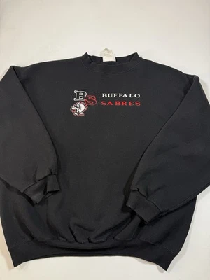 Винтажная мужская толстовка Buffalo Sabres 2XL черный логотип спортивный круглый вырез логотип НХЛ - Изображение 1 из 4