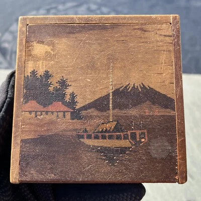 复古日本益智盒旅行游戏新奇 - 手工制作 - 4 英寸方形 — 第 1/4 张图片