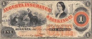 USA / Augusta Ga.  $1  ND. 1860's  Series A   Circulated banknote - Picture 1 of 2