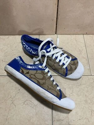 Coach Blue Patent Leather Signature Canvas Fashion Zorra Sneaker Women's 7 US B - Image 1 of 4