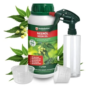 1000 ml Premium kaltgepresstes 100% natürliches Neemöl Sprühflasche 2 Messbecher - Bild 1 von 7