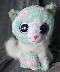 TY Silk Beanie Boos Plush OPAL the Green & Pink CAT 6" - Picture 1 of 3