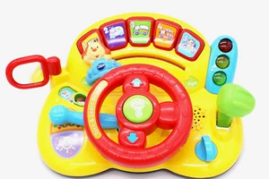 VTech Turn and Learn Yellow Driver Toy Sounds Lights Music Animals Songs - Picture 1 of 9