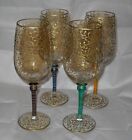 Pier 1 Rioja Water Wine Glass with Gold scrolls and trim 9.25"h Set of 4