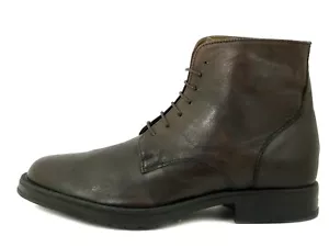 Stivaletti Uomo Vera Pelle Marrone Scuro Stringati Made in Italy - Foto 1 di 5