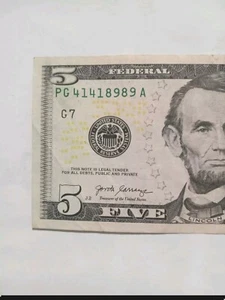 Fünf Dollar Schein 2017A (41418989A) Super Repeater - Bild 1 von 5