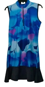 NWT Callaway Opt-Dri Golf Dress Women S Blue/Purple Geometric Sleeveless 1/4 Zip - Picture 1 of 18