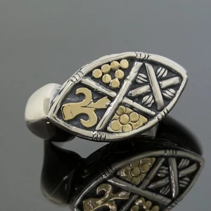 Vintage John Hardy Signet Ring Size 6.25 - 925 Sterling Silver/18K Yellow Gold - Picture 1 of 5