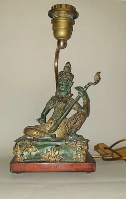Lampe Thaïlande Déesse Saraswati jouant de la vina - Photo 1/4