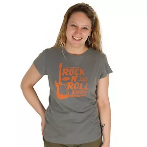 Life is Good Good Vibes Gray Rock N Roll Orange Guitar Short Sleeve T-Shirt NWT - Foto 1 di 1