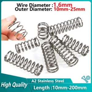 1.6mm Wire Dia Compression Pressure Springs Stainless Steel Outer Dia 10mm-25mm - Picture 1 of 12