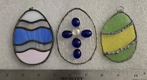 Vintage 3 Pices Handmade Stained Glass Ornament - Picture 1 of 4