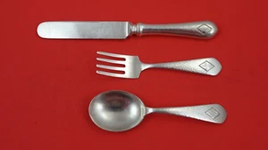Pattern Unknown by Watrous Sterling Silver Baby Set 3-pc hand hammered Mono M - Picture 1 of 2