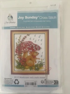 Joy Sunday Cross Stitch Kit 'Mushrooms And A Male Mouse'' - Picture 1 of 3