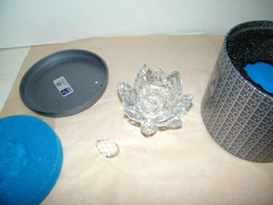 SWAROVSKI CRYSTAL LARGE 4" x 3" WATERLILY CANDLEHOLDER 7600 125 Needs Repair - Picture 1 of 7