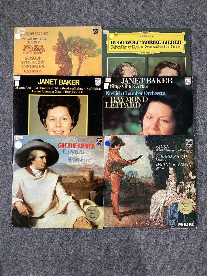 Classical Lp Lot 6 Lieder Arias Fischer-Dieskau Baker Souzay Schubert Wolf Faure Foto 1 de 4
