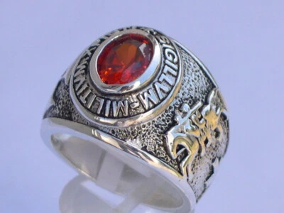 925 Sterling Silver January Garnet Birthstone Knights Templar Men Ring Size 7-14 - Image 1 of 4
