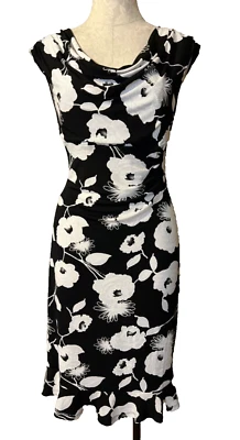 Vestido Connected 12 Negro Blanco Gris Floral Elastizado Sin Mangas Lavable NUEVO Foto 1 de 4