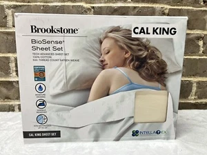 Brookstone BioSense Thermo-Stat Ivory 4 Piece CAL KING Sheet Set 500 TC