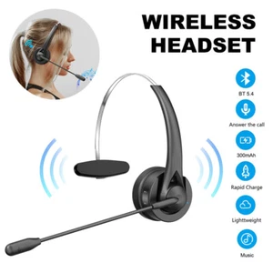 Bluetooth 5.4 Headphones with Mic Charging Base for PC Laptop Call Center Office - Picture 1 of 24