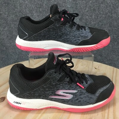 Skechers Shoes Womens 10 Viper Court Running Sneakers Black Pink Low Top 172070 - Image 1 of 4