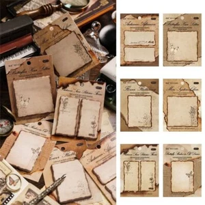 Self-adhesive Memo Pad Vintage Burnt Series Tearable Note Pad School Office - Picture 1 of 16