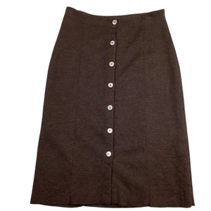 Brooks Brothers Womens Small Merino Wool Button-Front Skirt Brown A-Line - Picture 1 of 8