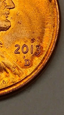 Lincoln Shield Cent Mint Error 2013 D Double  3 D.... - Image 1 of 3
