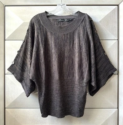 BRITTANY BLACK WOMEN'S BROWN KNIT TOP SWEATER -SIZE L - Image 1 of 4