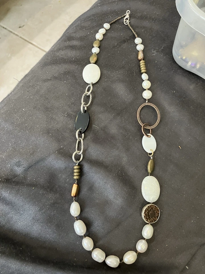 Colar Silpada prata esterlina pérola cobre bronze concha - Imagem 1 de 1