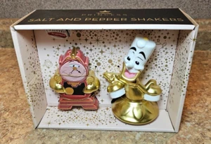 Disney Beauty & the Beast Cogsworth Clock Lumiere Salt & Pepper Shakers Set -New - Picture 1 of 9