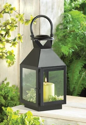 Black Classic Iron Glass Revere Medium Americana Style Candle Holder Lantern - Image 1 of 4