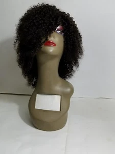 100% human kinky Remy hair curly full wig 8" handmade black natural - Picture 1 of 1