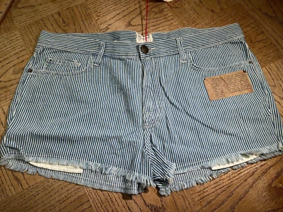 NUEVO CON ETIQUETAS $168 Pantalones Cortos Current Elliott Algodón Rayas Mujer 37 Azul Novio Nogal Foto 1 de 4