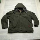 Tough Duck Work Jacket Adult 3XL Green Canvas Quilted Lining Insulated Coat Mens