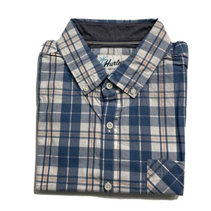 Camicia Hurley Tessuto GRANDE Regular Fit Cotone Manica Corta Uomo NUOVA Blu (senza etichette) - Foto 1 di 12