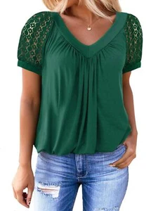 Women's Casual Summer T Shirts Short Sleeve V Neck Tops Blouse NEW - Picture 1 of 14