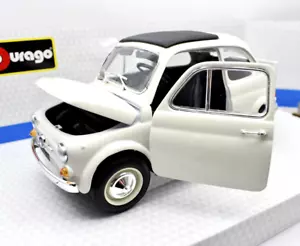 Model Car Fiat 500 F 500F White Scale 1:18 Burago vehicles collection j1 - Picture 1 of 14