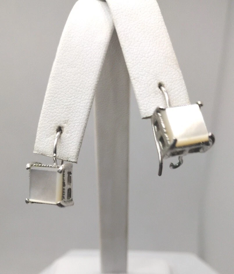 Подарок ювелирные изделия серьги висячие прямые овальные перламутровое серебро 925 пробы - Изображение 1 из 3