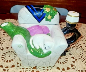 Vintage Ceramic Lounge Chair with Cat Tea Pot by Houston Harvest Gifts - Picture 1 of 10