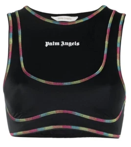 PALM ANGELS RAINBOW MIAMI LOGO TRAINING TOP DONNA PWVO022S23FAB0031001 - Picture 1 of 5