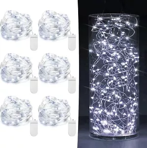 6 Pack Fairy Lights Battery Operated 7ft 20 LED Mini String Lights - Picture 1 of 7