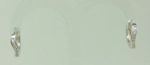 Elegant Zirconia Hoop Earrings 925 Silver Earrings Cubic Zirconia Curved Form - Picture 1 of 3