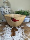Clay Art Vintage Hand Painted Wood Salad Bowl With Chili Pepper Design
